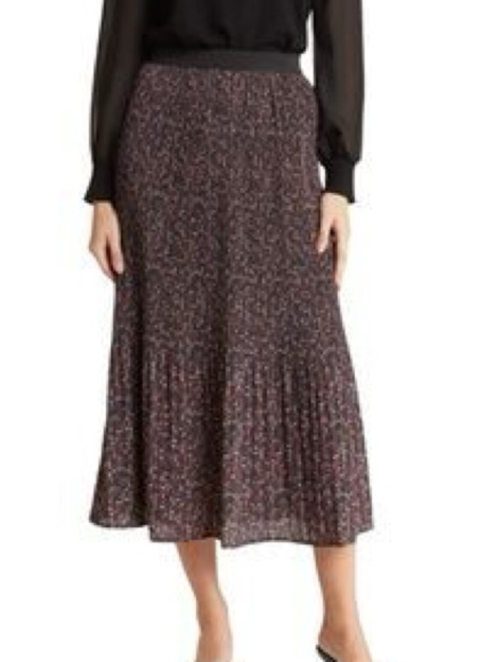 Adrianna Papell Black Midi/Maxi Skirt with Pink Floral Print